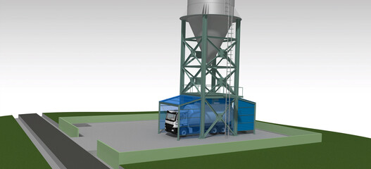 ash silo unloading illustration 3D © Richard