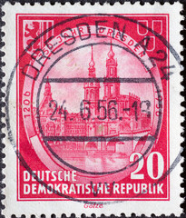 GERMANY, DDR - CIRCA 1956: a postage stamp from GERMANY, DDR, showing the buildings Georgentor,...
