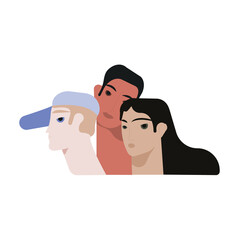 Fototapeta premium Vector illustration with guy and a girl, Best Friends concept. People character vector illustration flat design. Use in Web Project and Applications.