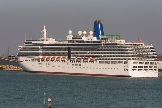 Southampton, England, UK. 2022. The cruise ship Arcadia  alongside in the port of Southampton in southern England, UK