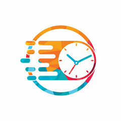 Speed time vector logo design template. Faster clock icon vector design.