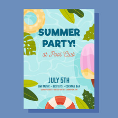 Summer Pool Party invite. Vector illustration concept.