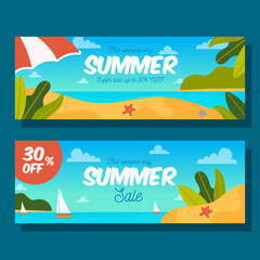 Summer Sale flyer cards set. Vector illustration concept.