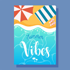 Summer Vibes flyer card. Vector illustration concept.