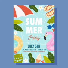 Summer Pool Party invite. Vector illustration concept.