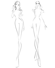 Fashion templates. Croquis. A figure of a woman on a white background