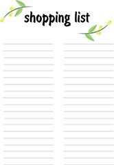 shopping list planner days and tasks