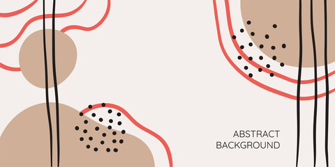 Hand drawn abstract horizontal background for banner with different shapes