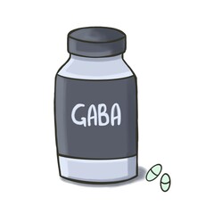 A hand-drawn gray can of GABA isolated on a white background