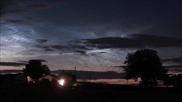 Time lapse of rare noctilucent cloud formations in the mesosphere