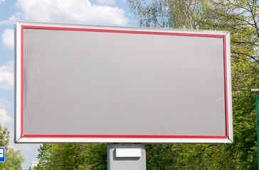 One single simple blank empty billboard template, advertisement taken down, no ad, empty placeholder. Generic street advertising finished marketing campaign, no ads abstract concept, nobody, no people