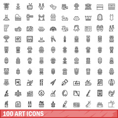 100 art icons set. Outline illustration of 100 art icons vector set isolated on white background