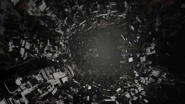 City tunnel dystopia sci-fi abstract 3d abstract animation seamless loop