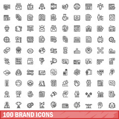 100 brand icons set. Outline illustration of 100 brand icons vector set isolated on white background