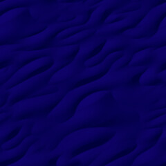 Dark blue desert with diagonal dunes. Beautiful seamless abstraction with sinuous lines and shapes. Dark blue texture and background. 3D image.
