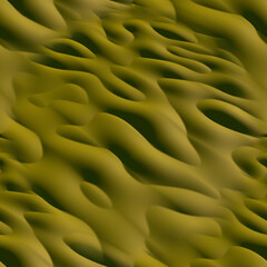 Dark yellow seamless abstraction with smooth, convex shapes. The texture of liquid gold. Dark yellow background. 3D image.
