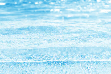 blue refreshing water waves in sunshine, sun reflections on beautiful empty blurred water...