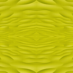 Yellow seamless abstraction with smooth, convex patterns and symmetrical patterns. The texture of liquid gold. Yellow background. 3D image.
