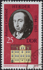 GERMANY, DDR - CIRCA 1973: a postage stamp from GERMANY, DDR, showing a portrait of the writer,...