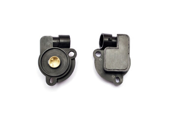 Throttle position sensor auto part isolated on white background. Spare parts.