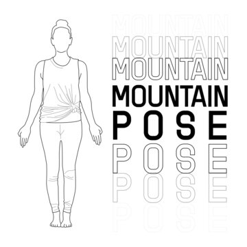 Summer Vacation Activity Inspiration Mountain Pose In Yoga Person Icon In  Yoga Pose Black And White Line Art Free Vector and graphic 193531463.