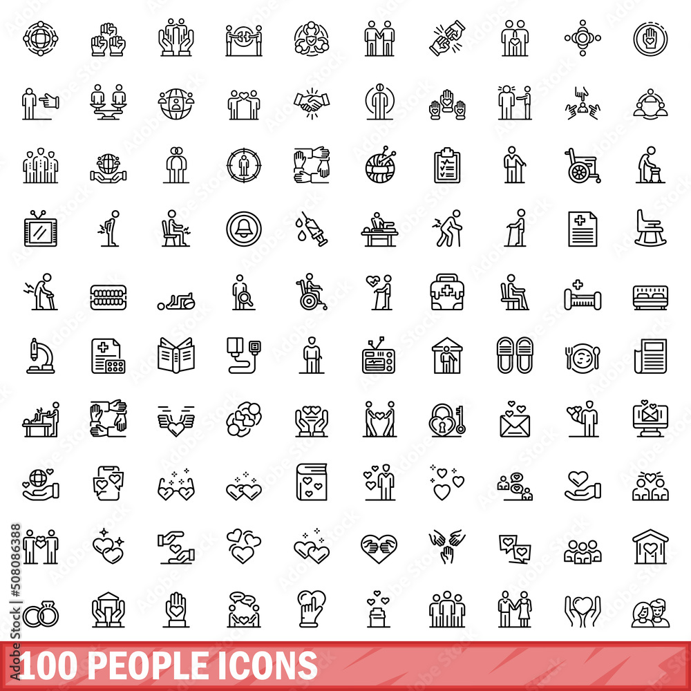 Canvas Prints 100 people icons set. outline illustration of 100 people icons vector set isolated on white backgrou - Canvas Prints