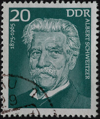 GERMANY, DDR - CIRCA 1975 a postage stamp from GERMANY, DDR, showing a portrait of the missionary...