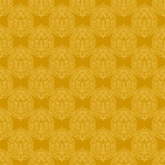 Obraz premium Retro geometric pattern in repeat. Fabric print. Damask style Seamless pattern background, mosaic ornament, vintage style. Design for prints on fabrics
