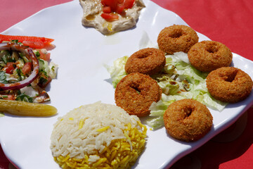Fafafel Plate with Rice and Salad