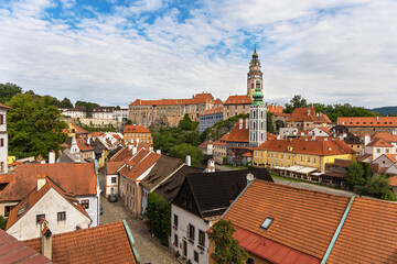 Fototapeta premium The view of the Cesky Krumlov castle and the town of Český Krumlov, South Bohemia, Czech Republic. 