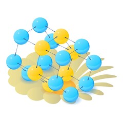 Camomile flower icon isometric vector. Bloomed white flower and colored molecule. Biology and botany science, plant genetic engineering, biotechnology
