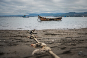Boats on the sea Tindary, Sicily, Italy