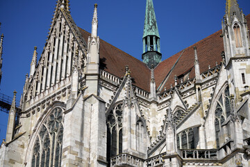 Fototapeta premium Regensburg a well preserved medieval town in Bavaria photographed in spring