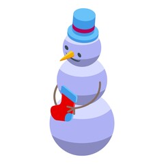Top hat snowman icon isometric vector. Winter snow. Cute holiday sock