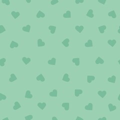 A simple pattern of hearts . little green hearts. light green background. Fashionable print for textiles, wallpaper and packaging.