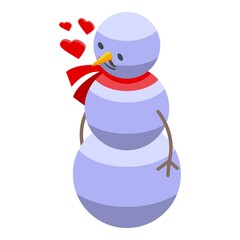In love snowman icon isometric vector. Winter man. Fun scarf