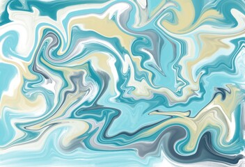 Abstract illustration of liquid form. Smooth lines. Turquoise liquid background and paint.