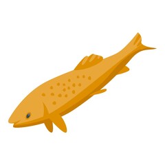 Gold ice fish icon isometric vector. Lake hole. Winter fishing