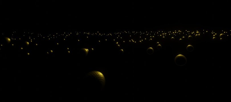 Abstract Background Balls In Black Space 3d Render