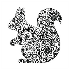 Fox Mandala Coloring Page , Fox line are design , Fox coloring book  page for adult 