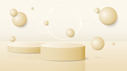 Abstract background design with two podium in gold color for product banner