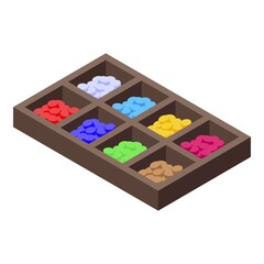 Montessori toy box icon isometric vector. Smart education. School game