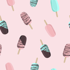 Popsicles seamless pattern. Sweet summer pattern. For prints, flyers, textiles, packaging design and wallpapers.