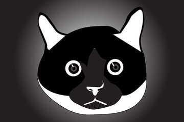 Animal Head Cat Black And White Funny