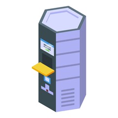 Self-service parcel delivery tower icon isometric vector. Service food. Post door