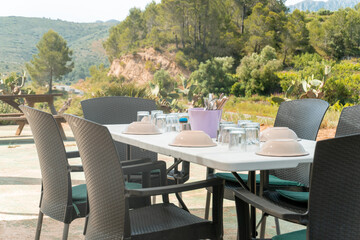 Table prepared on the terrace.