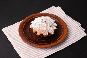 Sausage in dough, sausage in dough on a black background, Georgian cuisine