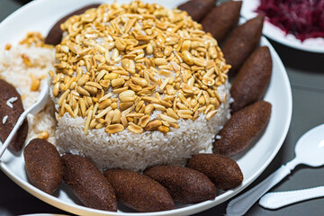 Maqluba, Pilaf, Kibbeh, KUBBEH. Traditional Arab and Turkish cuisine. Very Popular On the Middle East. High quality photo