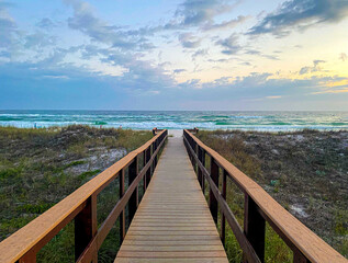 Fototapeta na wymiar Boardwalk to the Beach, Panama City, Florida