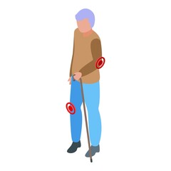 Old man specialist help icon isometric vector. Doctor team. Support injury